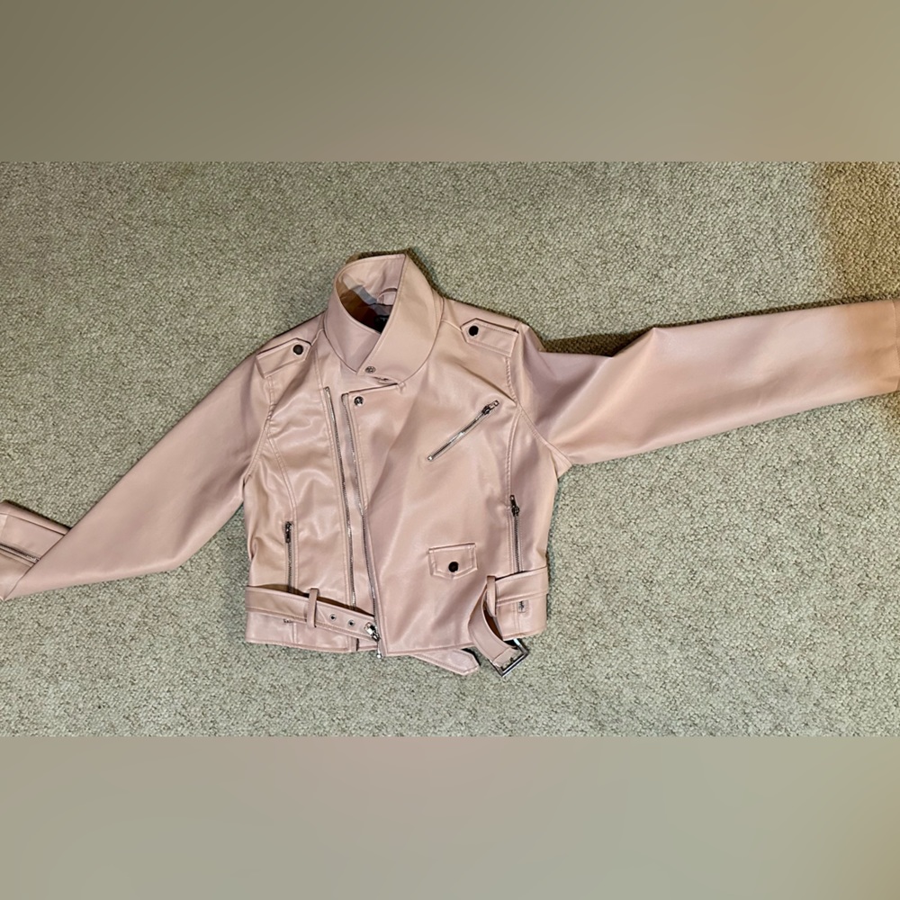 Hot topic Light Pink Faux Leather jacket size XL